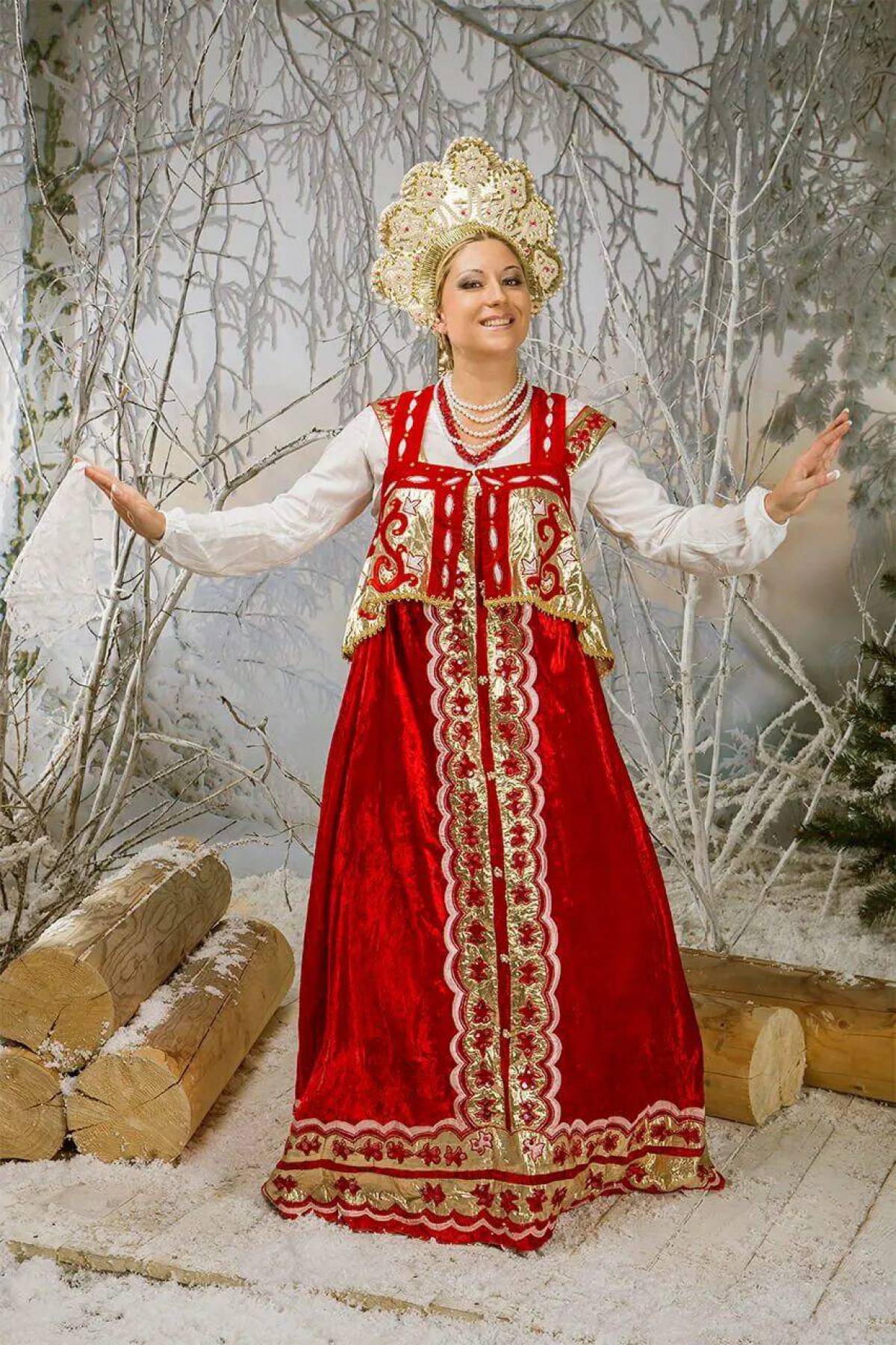 Girls in Slavic costumes in Tiba