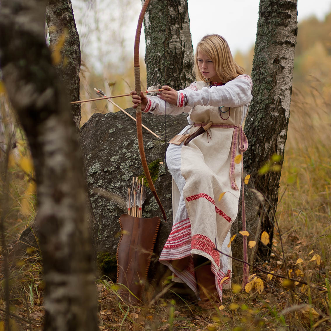 Sexy photo Girls in Slavic costumes in Tiba